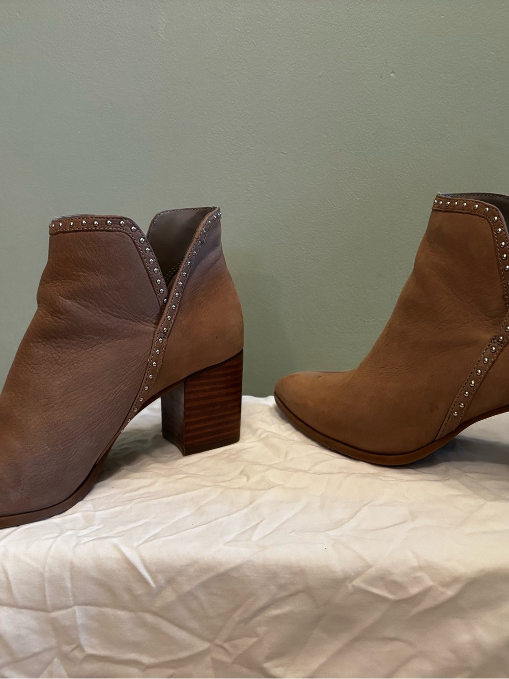 Sole Society Tan Studded Suede Ankle Boots